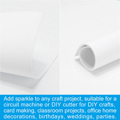 PATIKIL White Shiny EVA Glitter Foam Sheet 11 x 8 Inch 2mm Thick with Back Adhesive Sparkle EVA Glitter Felt for Crafts DIY Project, 20 Pcs