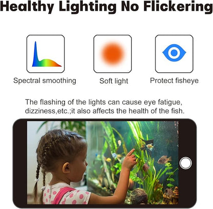 WaterRebirth Ultra-Slim Full Spectrum LED Aquarium Light with Adjustable Brackets.1750LM 40W for 48Inch to 54Inch Fish Tank Lighting Fresh Water