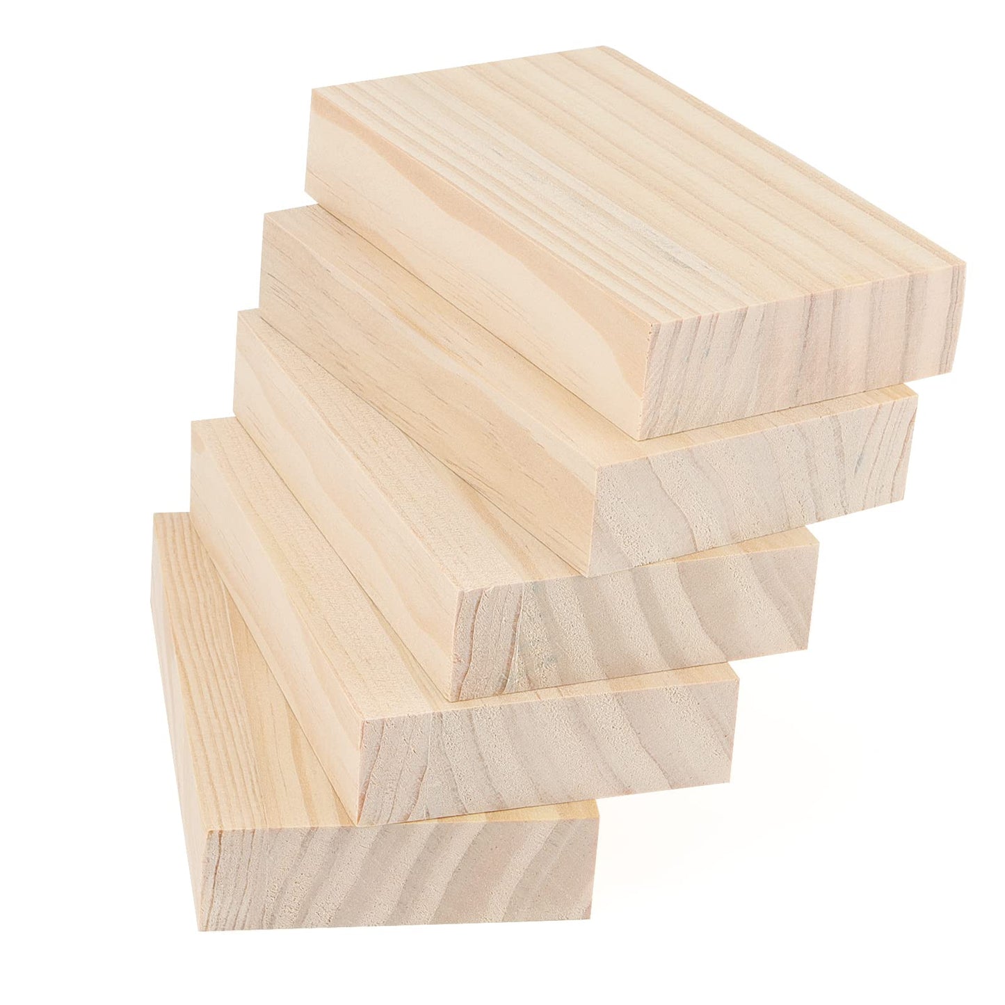LEXININ 10 PCS Unfinished Wood Blocks, 5 x 3 x 1 Inch Wooden Cubes, Whittling Blocks for Crafts, DIY Projects, Carving