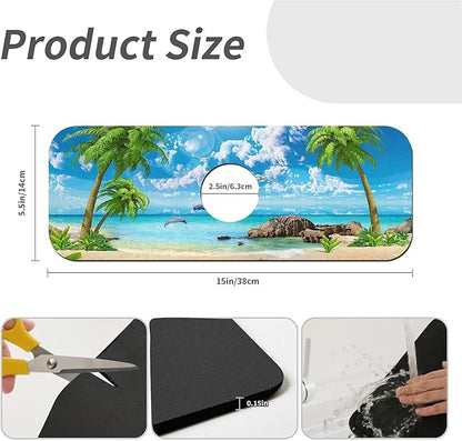 Kitchen Sink Splash Guard，Summer coconut Beach dolphins Faucet Mat Sink