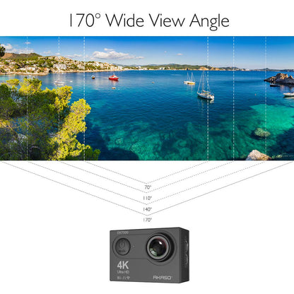 AKASO EK7000 4K Action Camera Ultra HD Underwater Camera 170 Degree Wide Angle 98FT Waterproof Camera Remote Control Black