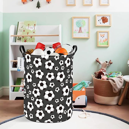 Round Foldable Kids' Football Laundry Hamper Multi Use Laundry Basket Soccer
