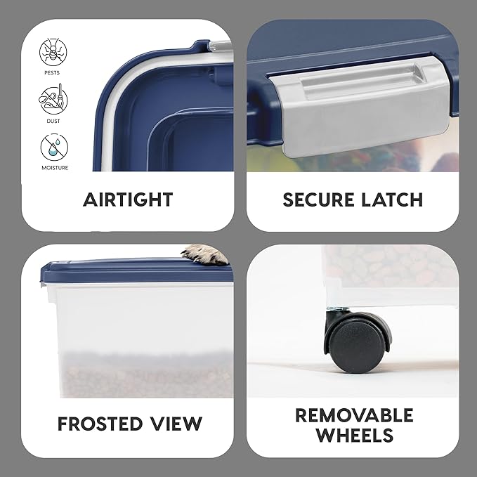 IRIS USA Airtight Dog Food Storage Container, Attachable Wheels,