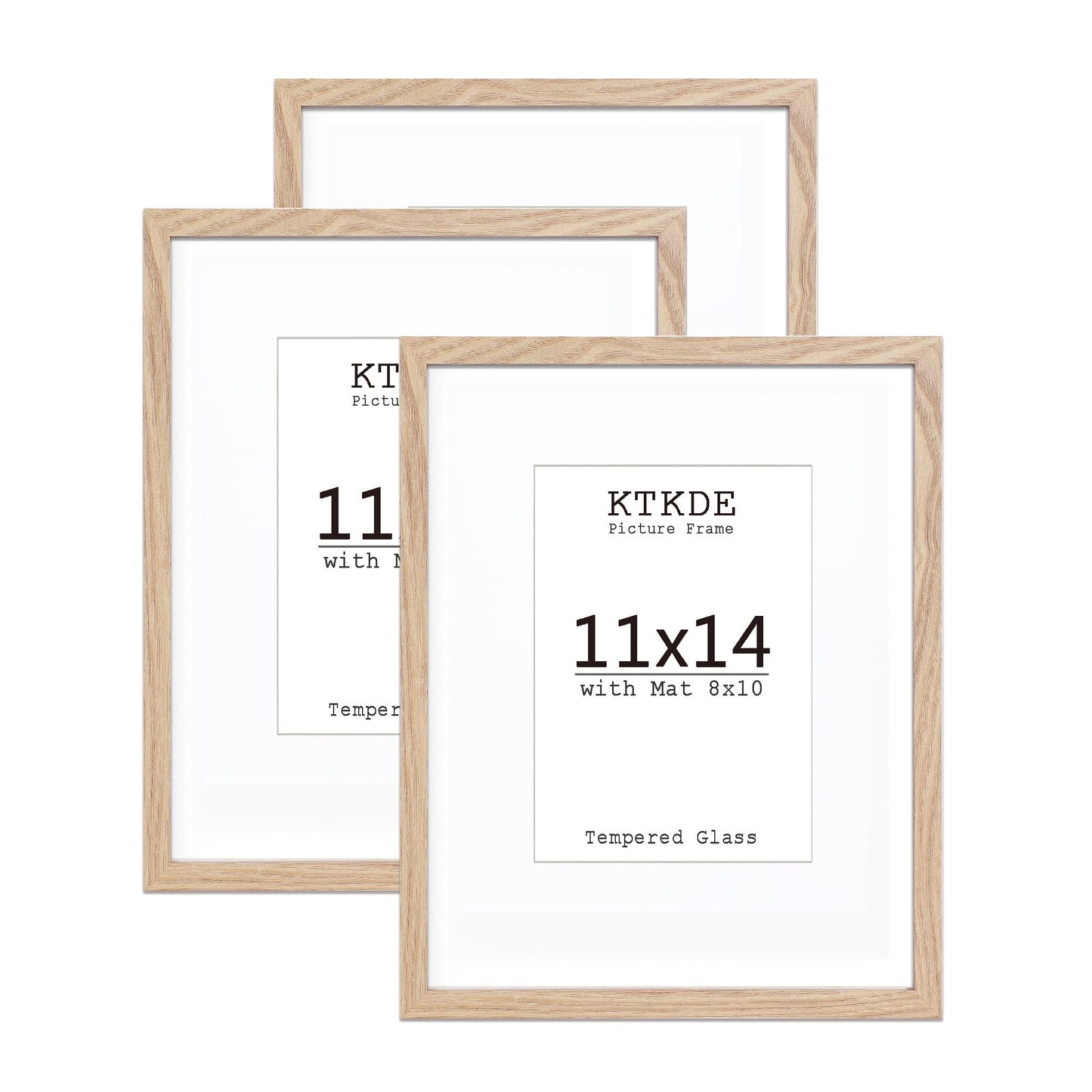 KTKDE 11x14 photo frames Set of 3 8 × 10 mats or 11x14 without MATS MDF covered wood grain paper frame, real glass 11 by 14 Studio Gallery Wall Art poster frame the best gift