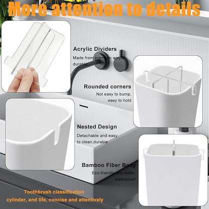 Toothbrush Holder for Bathroom, 4 Slots Electric Toothbrush and Toothpaste