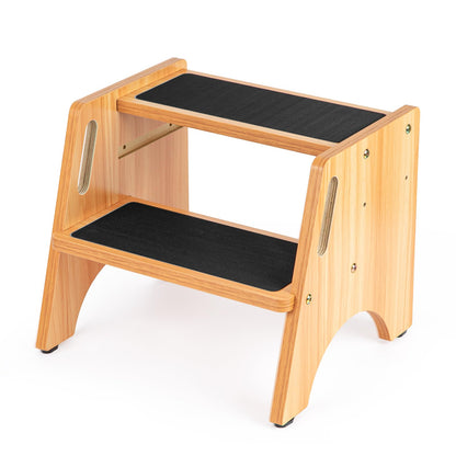 StrongTek Wooden Step Stool, 15" Dual Height Step Stools, Easy to Clean, Potty Training Stool with Handles, 300 lbs Capacity for Bathroom Sink, Kitchen, Bedroom