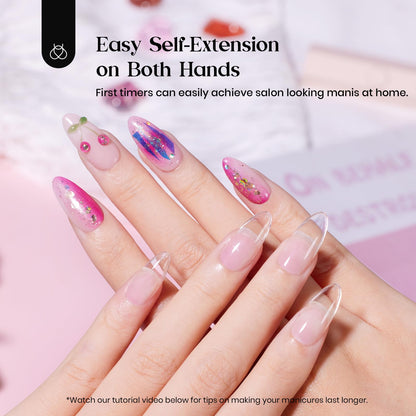 Beetles Gel Nail Extension Kit Almond Shape, Easy 9 in 1 Glue Uv Led Set Etch X Nail Tips Short Almond Half Matte Tips, Gift for Women & Girls, 504 pcs