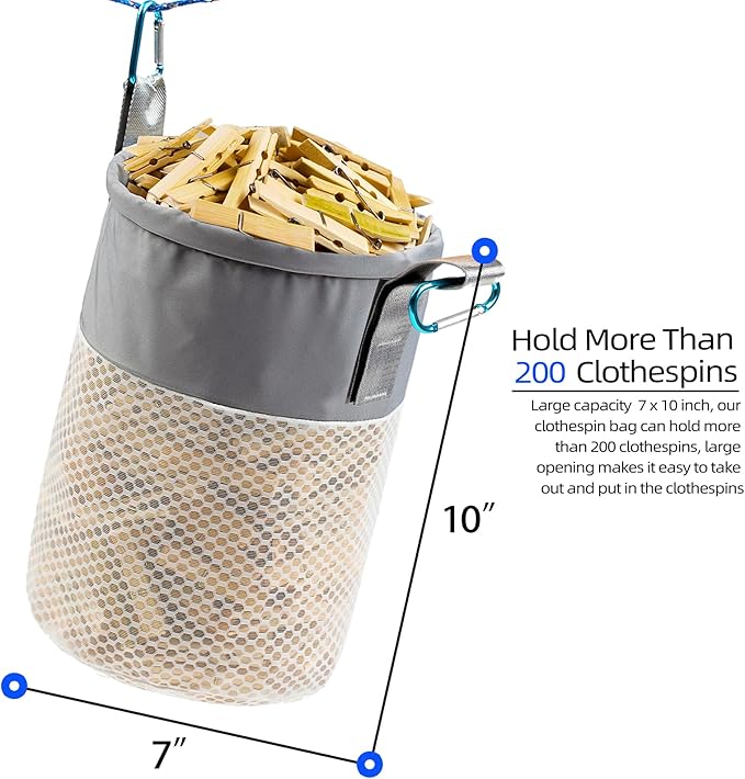 Mesh Clothespin Bag Holder Outside, Ventilation and Moisture Resistance