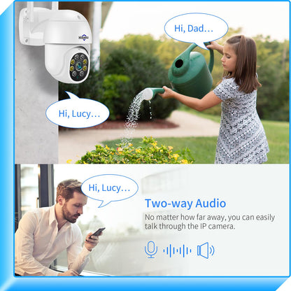 Hiseeu 3MP Security Camera Outdoor,WiFi Camera, Auto Tracking&Light Alarm Floodlight & Color Night Vision,Two-Way Audio, Plug-in Cable,Compatible Wireless System