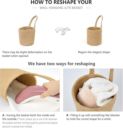 Dahey 2 Pack Wall Hanging Rope Basket