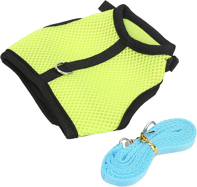 Pet Mesh Traction Harness Chest Back Leash Rabbit Guinea Pig Supplies Mesh Comfortable Adjustable Small Pets (Fruit Green)