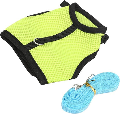Pet Mesh Traction Harness Chest Back Leash Rabbit Guinea Pig Supplies Mesh Comfortable Adjustable Small Pets (Fruit Green)