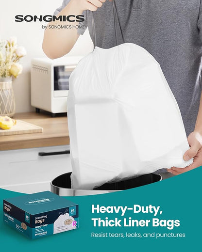 SONGMICS Trash Bags for 2.6-Gallon Trash Cans, Drawstring Kitchen Garbage Bags