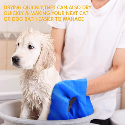Tatuo 3 Pieces Pet Absorbent Dog Bath Towel for Drying Dogs 25.2 x 16.34 Inch Quick Drying Pet Shower Grooming Towel Machine Washable Suitable for Any Size Dogs Cats