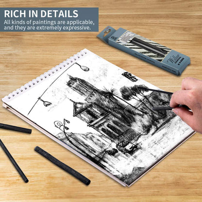 MyLifeUNIT Willow Charcoal Sticks, 4 Pack Vine Charcoal Pencils for Artists Drawing (48 PCS)