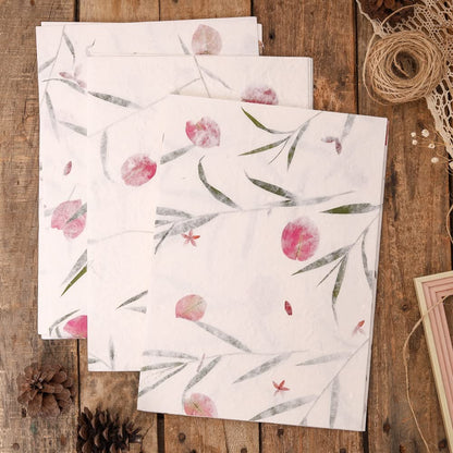 Handmade A4 Thick Mulberry Paper Sheets, Painting, Writing, Decorative Paper, Card Making Paper DIY Craft, 20pcs (Bougainvillea Flowers/Grass, A4)