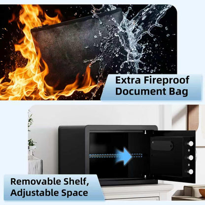 Kpasafe Small Biometric Safe, 0.8 Cuft Fingerprint Safe Box with Fireproof Bag, Caja Fuerte Para Dinero with Silent Mode, Backlit Keypad, Anti-Theft, and LED Light, 9.8×13.8×9.8 IN