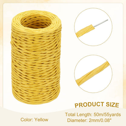 uxcell 55 Yards Floral Bind Wire Wrap Twine, 2mm Floral Wire Vine Bind Wire Rustic Craft Wire for DIY Projects Flower Bouquet Making Wreath Gift Wrapping Wedding Decoration, Yellow