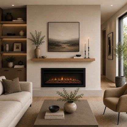 Urbandi Modern Fireplace Mantel, Contemporary, Floating Mantle, Shelf, Hand Crafted, (Aged Oak, 60Lx3Hx8D)