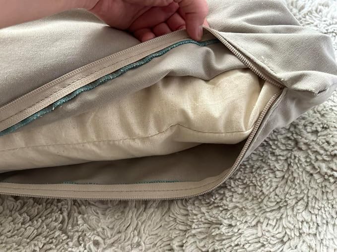 Natural Cotton Canvas Dog Bed – Raw Cotton Filled Pet Cushion Insert, Breathable Eco-Friendly Dog Mattress, Durable Washable Cover with Zipper (Gray, Medium 42"x29"x4")