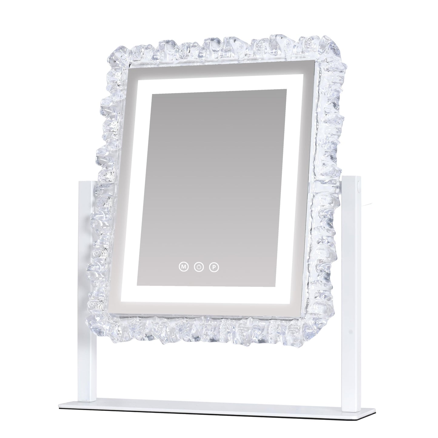 Lighted led Makeup Mirror Hollywood Mirror Vanity Makeup Mirror with Lights Smart Touch Control 3-Gear Dimable Light 360°Rotation (12in. White)