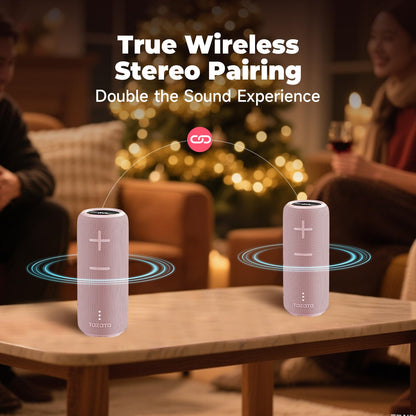 TAZATA Bluetooth Speaker,30W Portable Wireless Speaker with TWS,IPX7 Waterproof, 8H Playtime, LED Lights,for Pool/Beach/Shower, Birthday Gift, Valentines Day Gifts