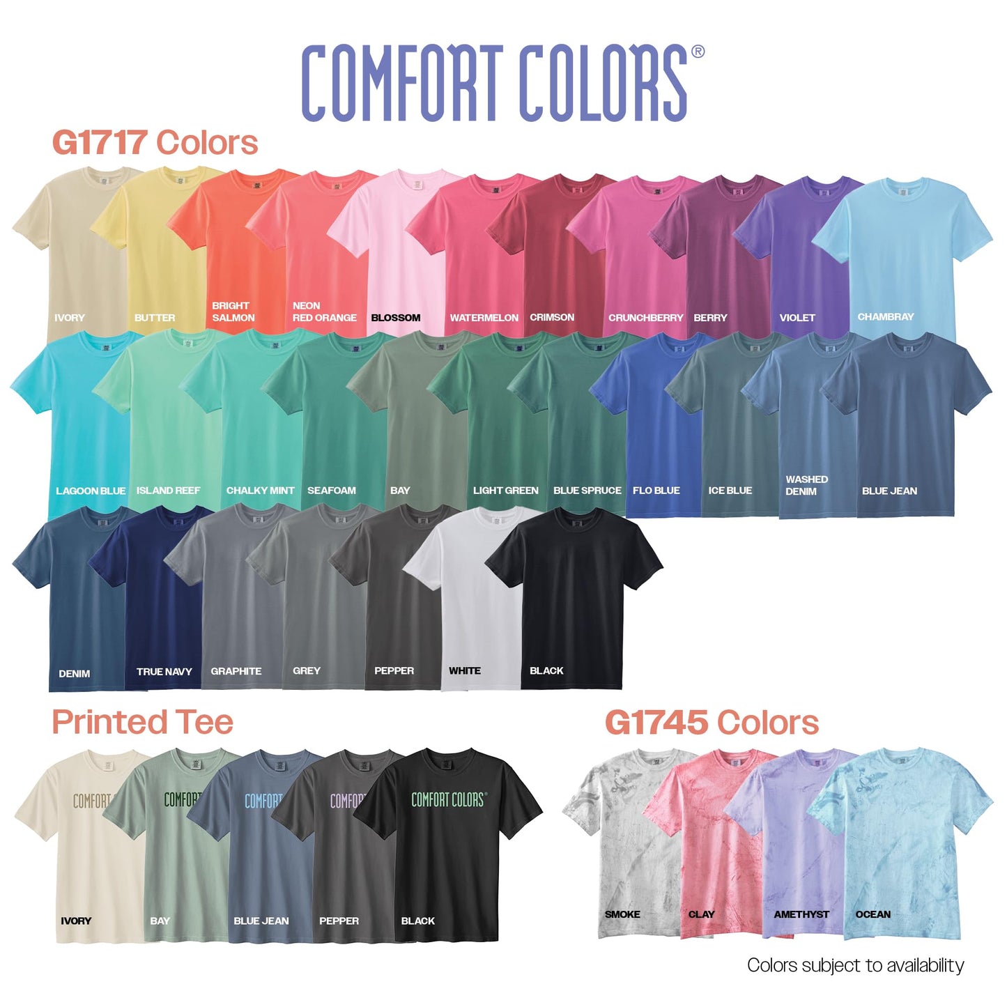 Comfort Colors Adult Short Sleeve Tee, Style G1717, Black (1-pack), Large