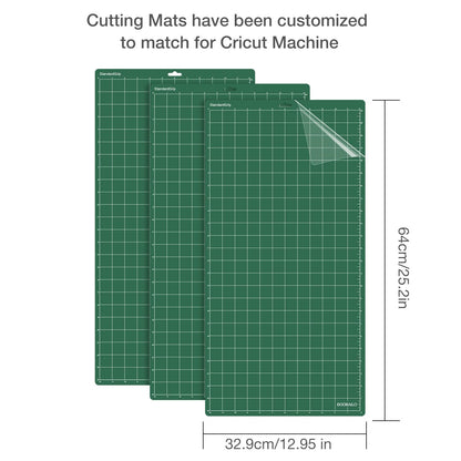 DOOHALO Cutting Mat Compatible with Cricut Explore Air2/One, Maker Smart Cutting Machine Expression 12 X 24 inch 3 Pack Replacement Adhesive Vinyl Mats Green Color Standard Grip Cutting