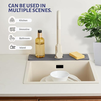 Stone Faucet Mat for Kitchen Sink，Super Absorbent Diatomite Fast Drying Stone