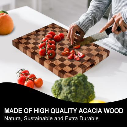 Cookaholic Acacia Wood Cutting Board, 20x15x1.5 Inch, Butcher Block for Kitchen, Premium Acacia Cutting Board with Juice Groove, End Grain Construction from Sustainable Acacia Wood