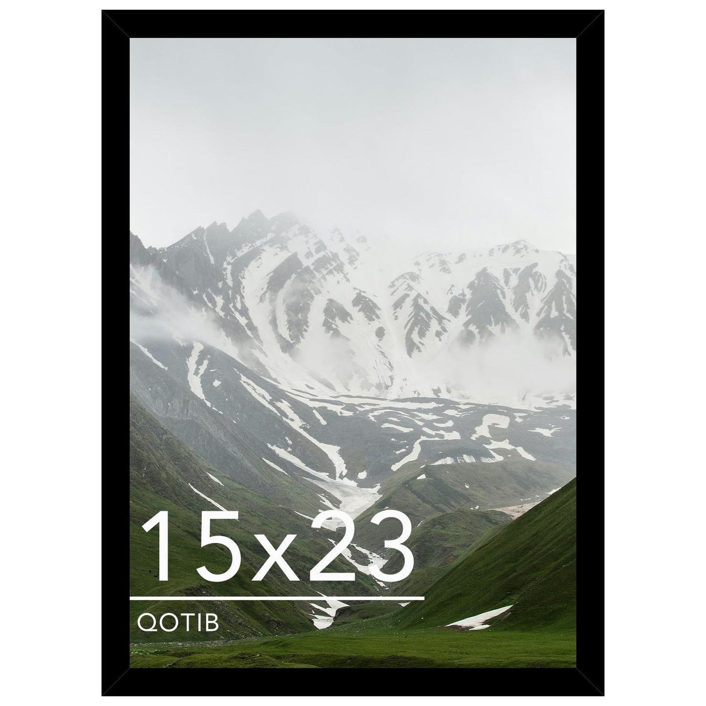 QOTIB 15x23 Picture Frame Black for Wall Mounting, Horizontal and Vertical Formats for Wall Hanging, Wood 15x23 Frame, Black, 1 Pack