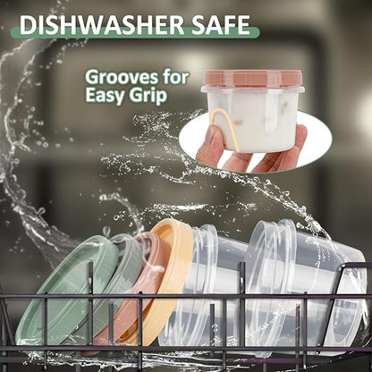 8 Oz Small Food Containers with Lids, 4 Pack, 1-Cup Reusable Snack Containers with Screw Top for Food Small Portions Meal Prep Freezer Storage, Microwave Freezer Dishwasher Safe, 4 Colors