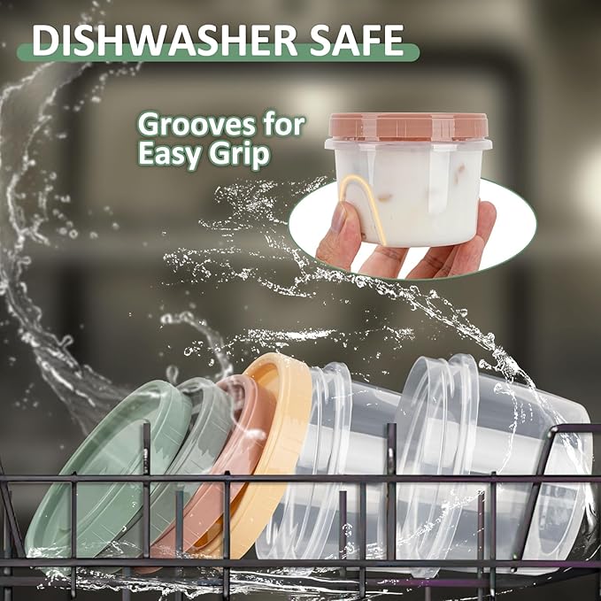 8 Oz Small Food Containers with Lids, 12 Pack, 1-Cup Reusable Snack Containers with Screw Top for Food Small Portions Meal Prep Freezer Storage, Microwave Freezer Dishwasher Safe, 4 Colors