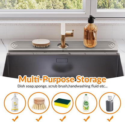 23.6 Inch Stone Faucet Mat for Kitchen Sink Splash Guard, Diatomite Sink