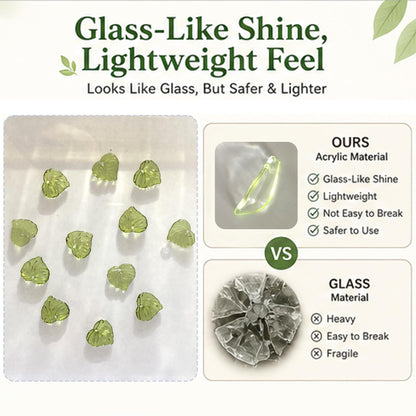 Green Acrylic Leaf Beads 400PCS – Transparent Leaf Charms for Jewelry Making, Acrylic Plant Beads for Earrings, Bracelets & Necklaces (Mixed Styles)