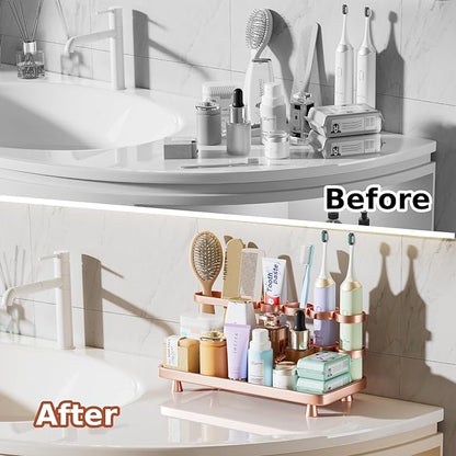 Electric Toothbrush Holder for Bathroom Countertop 5 Metal Slots Toothpaste