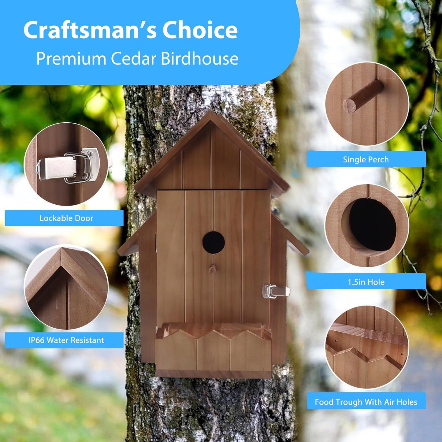 Smart Bird House with Camera, 1080p HD 2.4G WiFi Outdoor Bird Box. Features Auto Capture Bird Video & Motion Detection, Night Vision, App Alerts and Serves as a Bird Nesting Box (Dark, Normal)
