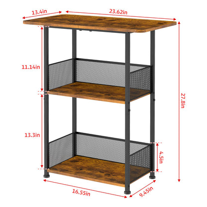 Jsskeeim Mini Floor Standing Coffee Bar Shelf,3-Tier Small Coffee Table,Corner Farmhouse Coffee Bar Cabinet;Dining Room, Living Room-Capsules,Coffee Maker(Brown+Black)