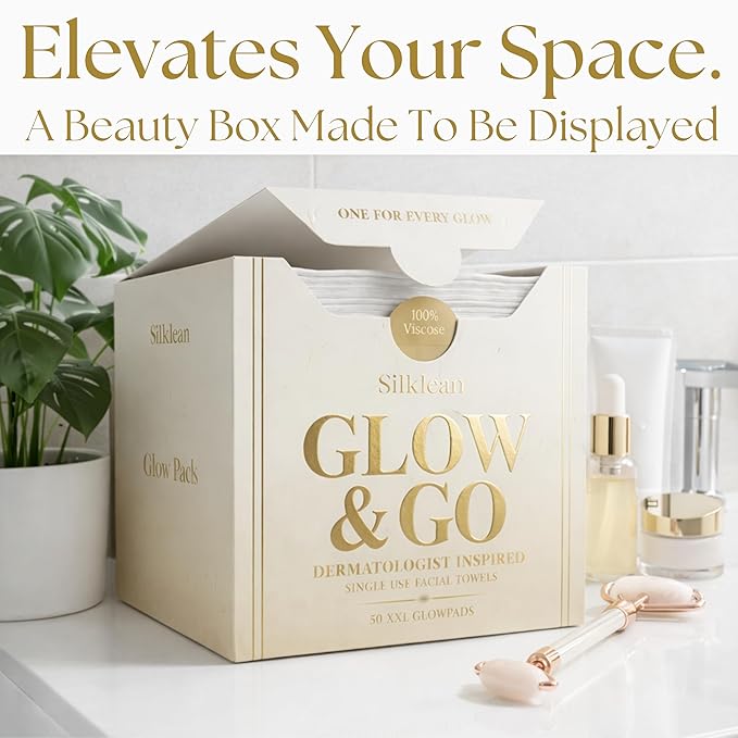 Glow & Go XL Disposable Face Towel 10x15 Inch, 100% Biodegradable Premium Towels