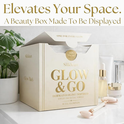 Glow & Go XL Disposable Face Towel 10x15 Inch, 100% Biodegradable Premium Towels
