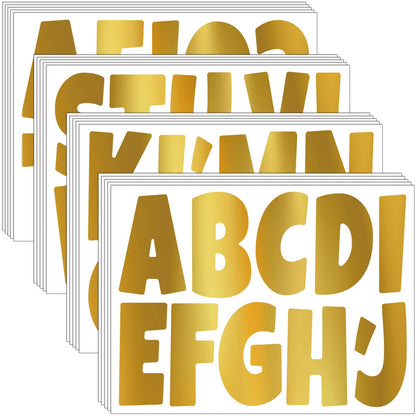 Bemeol Bulletin Board Letters 462 Pieces 4 Inch Alphabet Letter Stickers Cutout Letters for Poster Board Display Home Classroom School Decor(Gold)