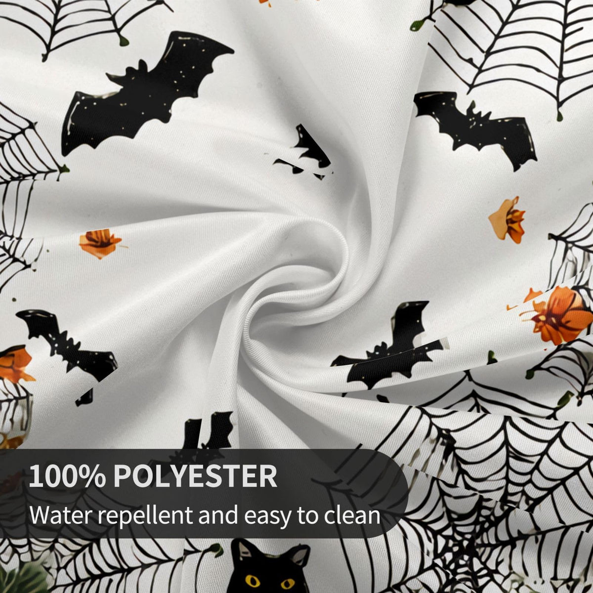 Halloween Pumpkin Bat Round Tablecloth 60 Inch, Black Cat Decorations Round Table Cloth for Halloween Holiday Picnic Party Kitchen/Home Dining Decor