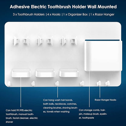 simpletome Adhesive Electric Toothbrush Holder Wall Mounted Razor Hanger