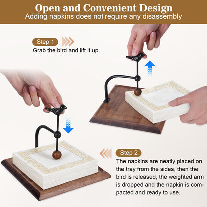 Yedcxup Wooden Napkin Holder for Table, Black Square Cocktail Napkin Holders for 5-7.5 Inch Paper Napkins, Suitable for Kitchen, Party, Picnic, Bar, Cafe, Hotel, Office, Home Decor, Outdoor