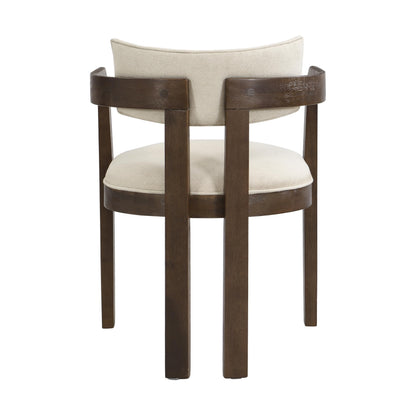 Christopher Knight Home Falcon Fabric Upholstered Dining Chairs Set of 2, Modern Wooden Dining Armchair, Curved Backrest Kitchen Side Chair, Living Room Accent Chair for Extra Seat, Walnut+Beige