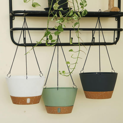 ZMTECH 2 Pack 10 Inch Hanging Planters for Indoor Plants, Modern Hanging Planter with Visible Water Level Window & Removable Tray, Green Plant Hanger Indoor for Home & Patio
