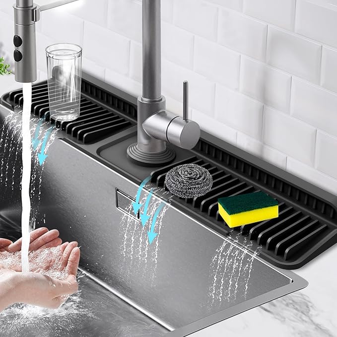 24-Inch Kitchen Sink Splash Guard Mat | 7° Slope