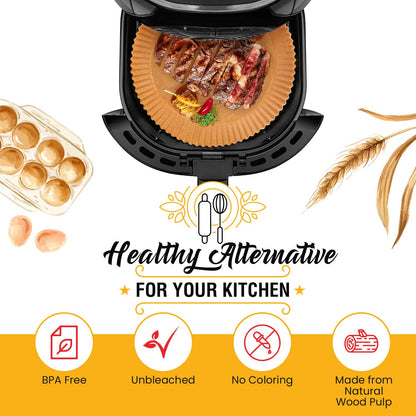 Air Fryer Paper Liners, 125Pcs Air Fryer Disposable Liners, Non-Stick and Oil Proof for Easy Cleanup, 8” Square for 5-8 qt Basket by Baker's Signature