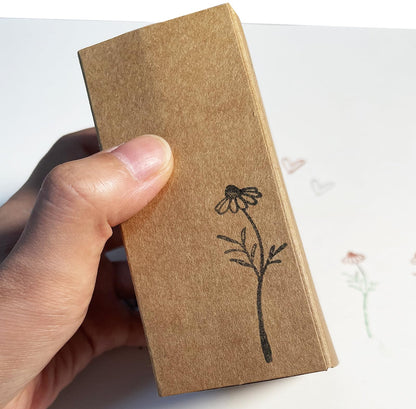 Wissppoott 15 Pcs Vintage Wood Rubber Stamp Set - Antique Butterfly, Floral, Plant, Ladybug& Bird Stamps for DIY Scrapbooking, Craft Cards, Gift Wrapping & Journal Art