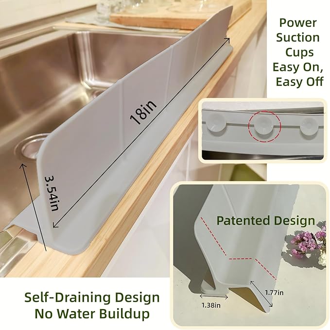 Sink Splash Guard | Tall Wall Splatter Screen | Keeps Clothes & Countertops Dry